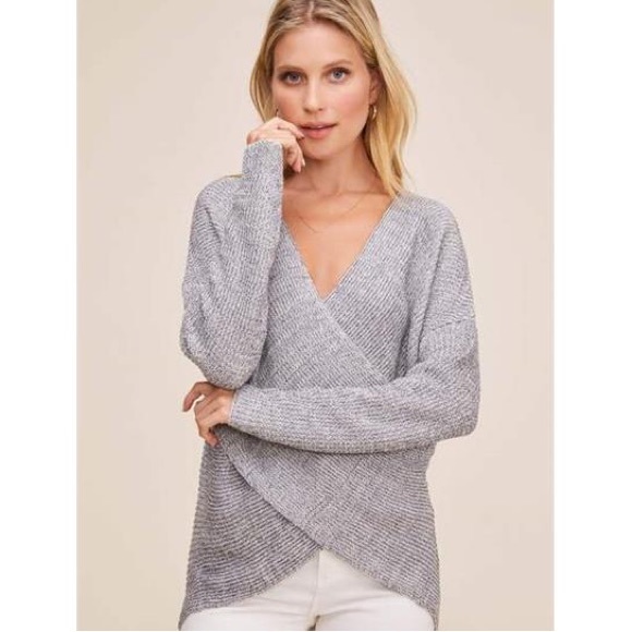 Astr Sweaters - ASTR The Label Cross Front Wrap Sweater in Gray